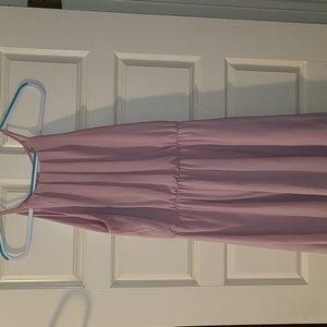LUSH Nordstrom Soft Pink Lined Midi Dress, Flowy Sleeveless Halter Size Large